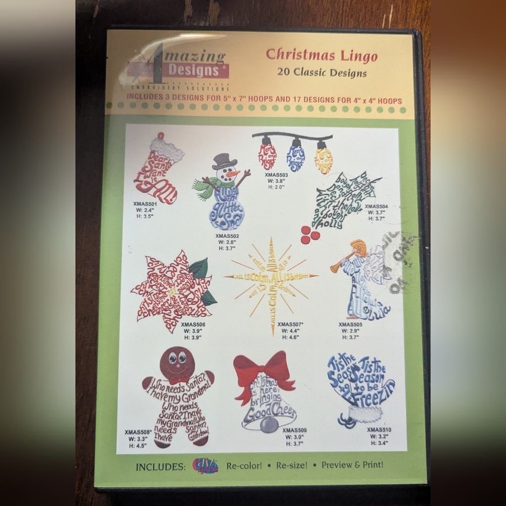 Amazing Designs "Christmas Lingo" Embroidery CD